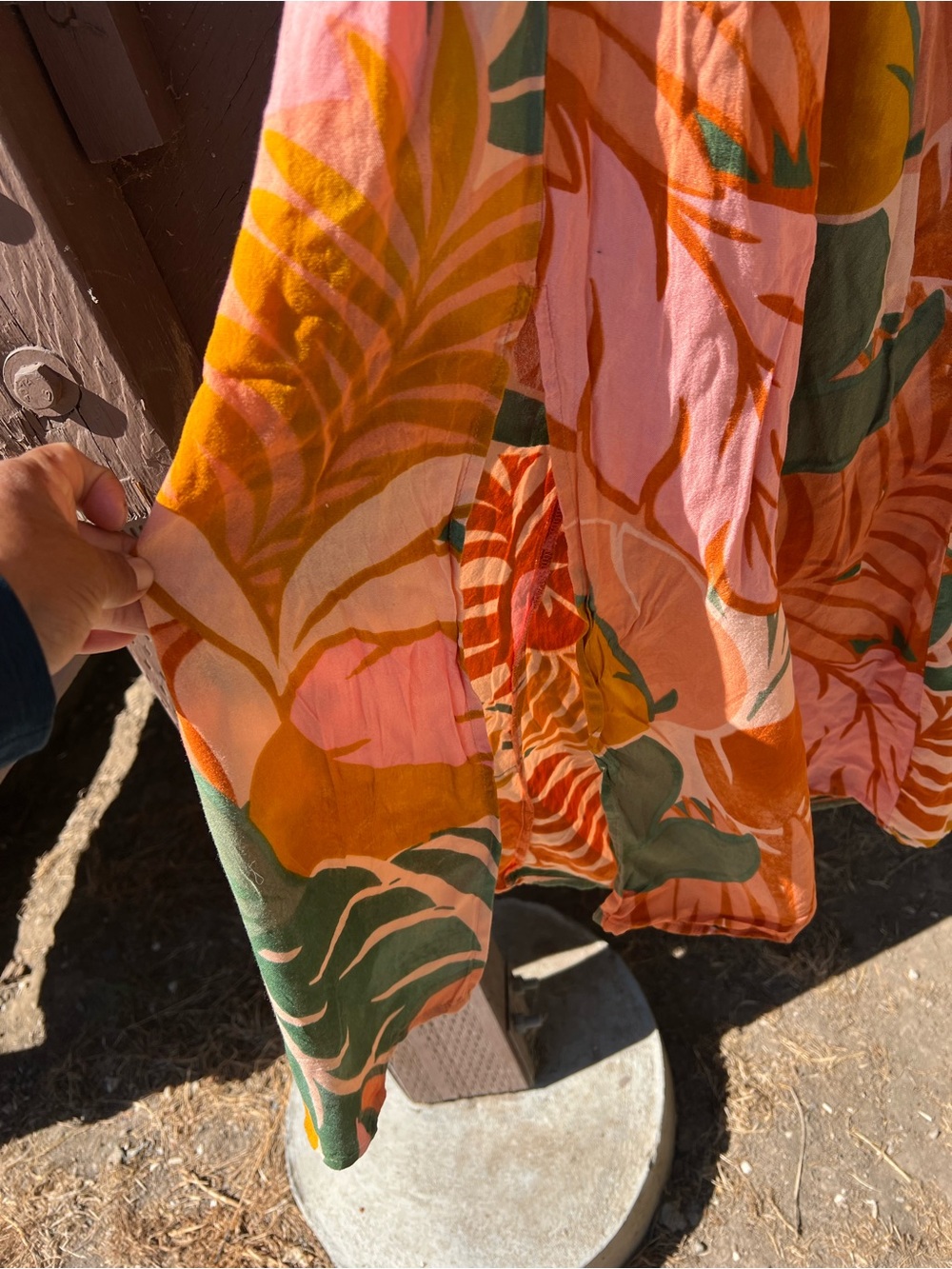 Tropical Print Circle Skirt in Orange, Pink & Green - Picture 5 of 7